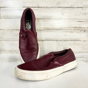 Vans Women Burgundy Vans Off The Wall Slip On Sneakers Shoes Size 8